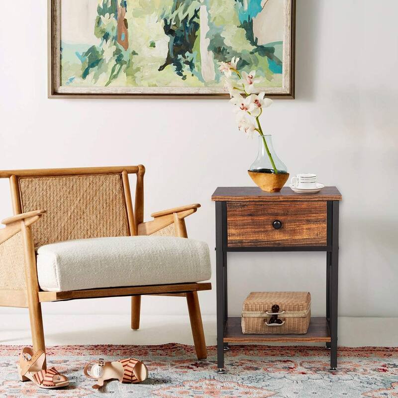 for Bedroom Nightstand Bedside End Tables with Drawer 11.8"D x 15.8"W x